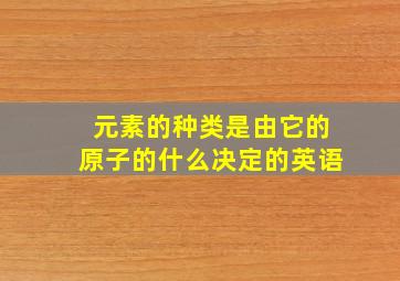 元素的种类是由它的原子的什么决定的英语