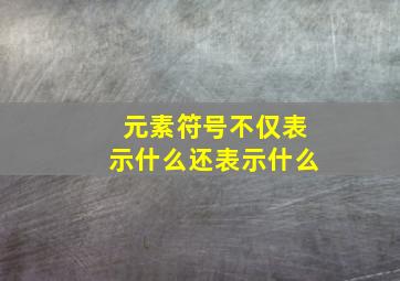 元素符号不仅表示什么还表示什么