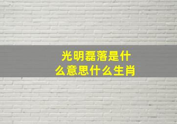 光明磊落是什么意思什么生肖