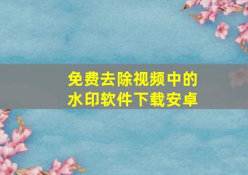 免费去除视频中的水印软件下载安卓