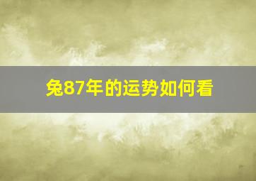 兔87年的运势如何看