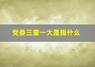 党委三重一大是指什么