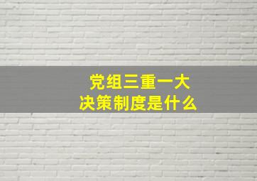 党组三重一大决策制度是什么