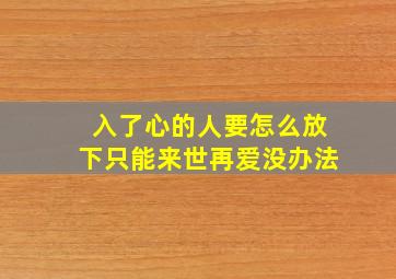 入了心的人要怎么放下只能来世再爱没办法