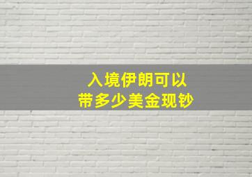 入境伊朗可以带多少美金现钞