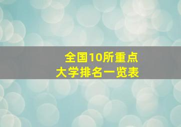 全国10所重点大学排名一览表