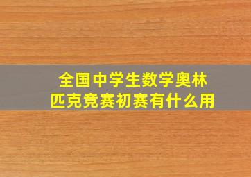 全国中学生数学奥林匹克竞赛初赛有什么用