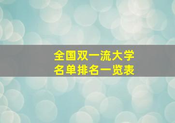 全国双一流大学名单排名一览表