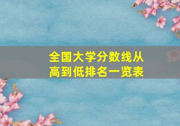 全国大学分数线从高到低排名一览表