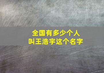 全国有多少个人叫王浩宇这个名字