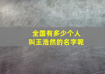 全国有多少个人叫王浩然的名字呢