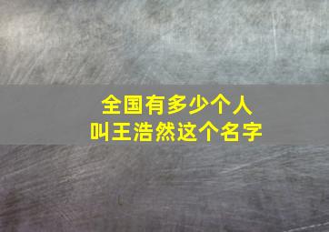 全国有多少个人叫王浩然这个名字