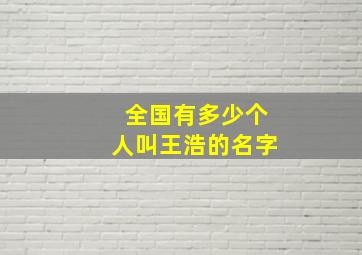 全国有多少个人叫王浩的名字