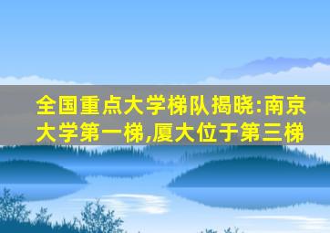 全国重点大学梯队揭晓:南京大学第一梯,厦大位于第三梯