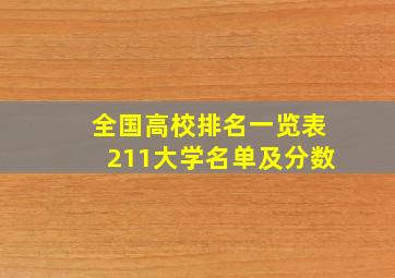 全国高校排名一览表211大学名单及分数