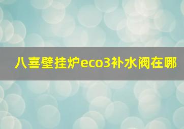 八喜壁挂炉eco3补水阀在哪