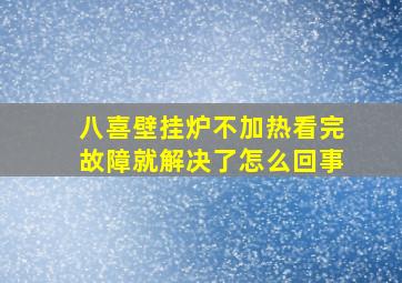 八喜壁挂炉不加热看完故障就解决了怎么回事