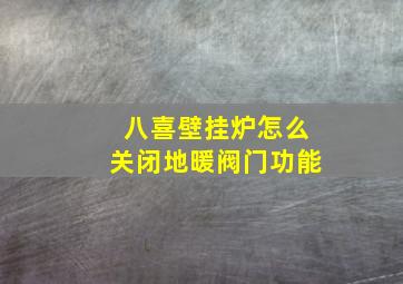 八喜壁挂炉怎么关闭地暖阀门功能