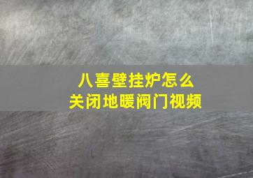 八喜壁挂炉怎么关闭地暖阀门视频