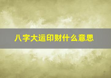 八字大运印财什么意思