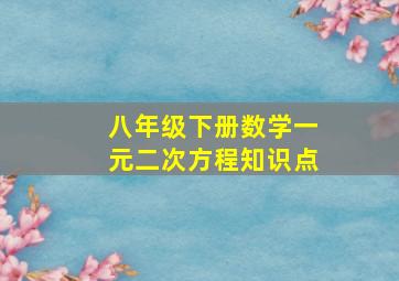 八年级下册数学一元二次方程知识点