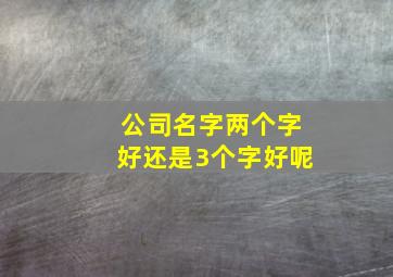 公司名字两个字好还是3个字好呢