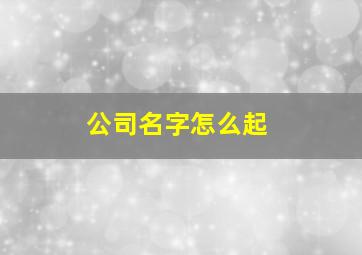 公司名字怎么起