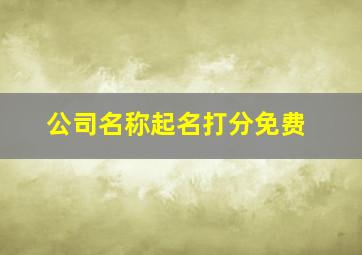 公司名称起名打分免费