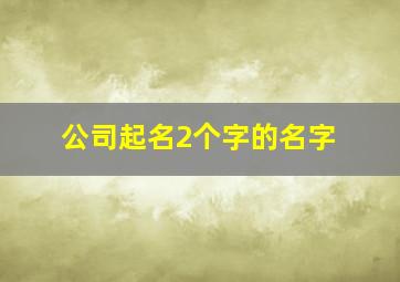 公司起名2个字的名字