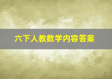 六下人教数学内容答案