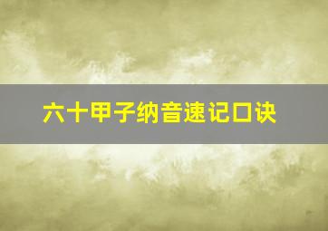 六十甲子纳音速记口诀