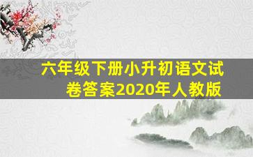 六年级下册小升初语文试卷答案2020年人教版