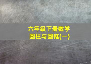 六年级下册数学圆柱与圆锥(一)