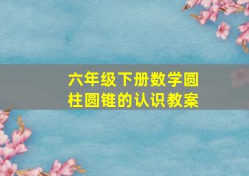 六年级下册数学圆柱圆锥的认识教案