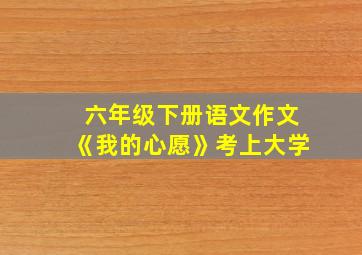 六年级下册语文作文《我的心愿》考上大学