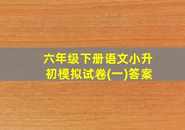 六年级下册语文小升初模拟试卷(一)答案