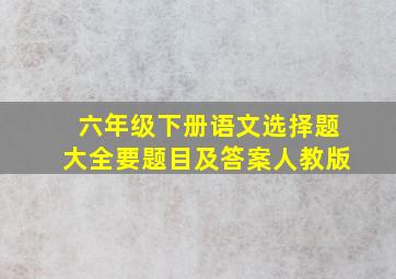 六年级下册语文选择题大全要题目及答案人教版