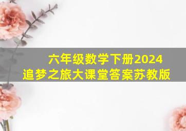 六年级数学下册2024追梦之旅大课堂答案苏教版