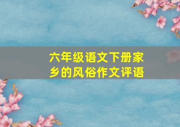 六年级语文下册家乡的风俗作文评语