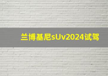 兰博基尼sUv2024试驾