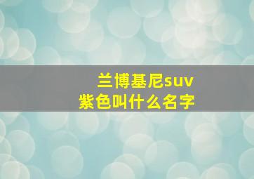 兰博基尼suv紫色叫什么名字