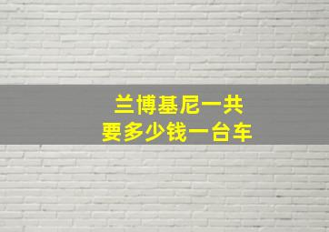 兰博基尼一共要多少钱一台车