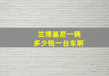 兰博基尼一辆多少钱一台车啊