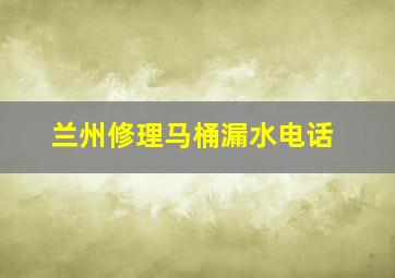 兰州修理马桶漏水电话