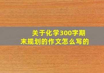 关于化学300字期末规划的作文怎么写的