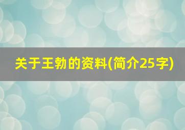 关于王勃的资料(简介25字)