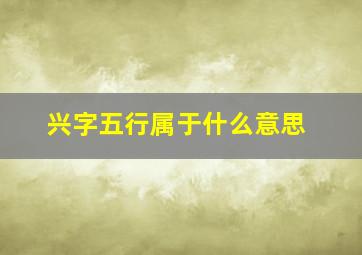 兴字五行属于什么意思