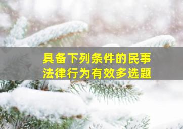 具备下列条件的民事法律行为有效多选题