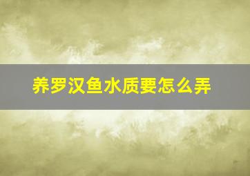 养罗汉鱼水质要怎么弄