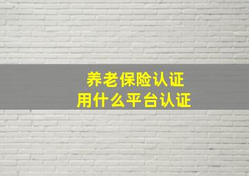 养老保险认证用什么平台认证